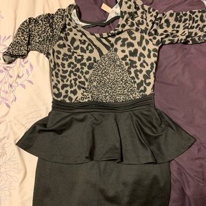 Animal Print Peplum Dress- Size Medium